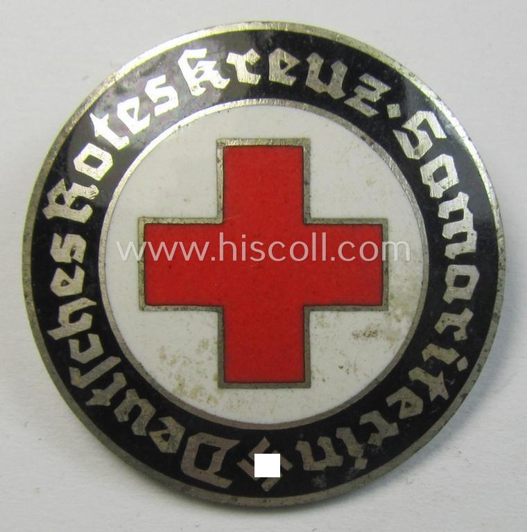 Neat - and actually scarcely encountered! - DRK (ie. 'Deutsches Rotes Kreuz' or German Red Cross) so-called: nurses'-badge entitled: 'Samariterin', being an attractive and patent-pending- (ie. 'Ges.Gesch.'-) marked example