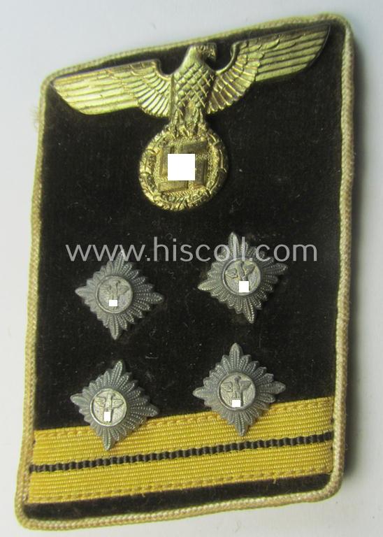 Attractive - albeit regrettably single! - N.S.D.A.P.-type collar-patch (ie. 'Kragenspiegel für pol. Leiter') as was intended for usage by an: 'N.S.D.A.P.-Hauptgemeinschaftsleiter' at 'Kreis'-level and that comes in a used ie. worn, condition