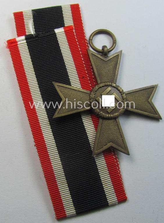 Medal-set: 'KvK II. Klasse ohne Schwertern' being a clearly maker- (ie. '65'-) marked- (and/or 'Buntmetall'-based) specimen that came together with its original, full-length and non-confectioned' ribbon (ie. 'Bandabschnitt')