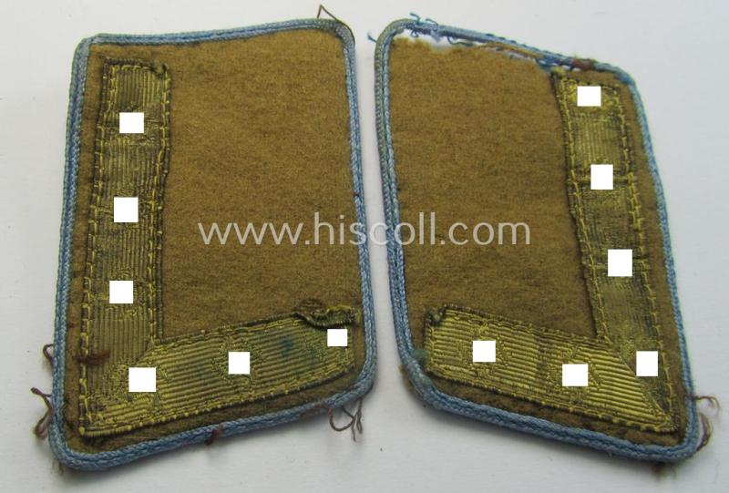 Truly used - albeit fully matching! - pair of N.S.D.A.P.-type collar-patches (ie. 'Kragenspiegel für pol. Leiter') being a pair as was intended for an: 'N.S.D.A.P.-Blockleiter' at 'Orts'-level that that comes in a tunic-removed, condition