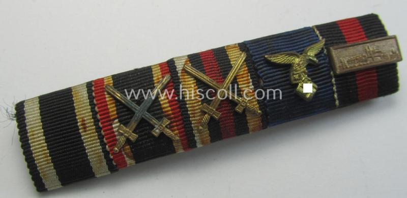 Five-pieced WWI-period- ie. WH (LW) ribbon-bar  showing the ribbons for an: 'EK II.Kl.', a: 'KvK II.Kl. mit Schw.', a: 'FKK m. S.', a: WH (LW) 'DA 3.Kl.' and a Czech 'Anschluss'-medal (showing a 'PB-Spange')