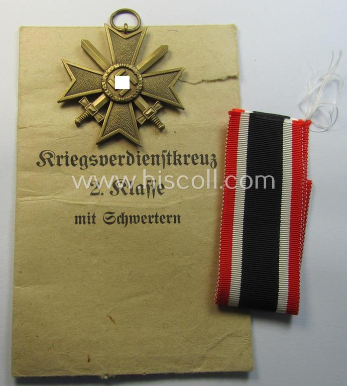 Superb medal-set: 'KvK 2. Klasse mit Schwertern' being a maker- (ie. '80'-) marked specimen by the maker- (ie. 'Hersteller') named: 'G.H. Osang' and that comes packed in its original ('variant') pouch of issue as recently found