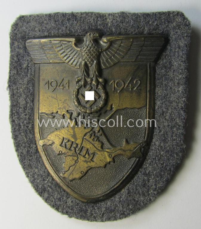 Attractive - and hardly worn! - WH (Luftwaffe) 'Krim'-campaign-shield (as was produced by a by me unidentified maker) and that comes in a presumably issued- - albeit still 'virtually mint', condition