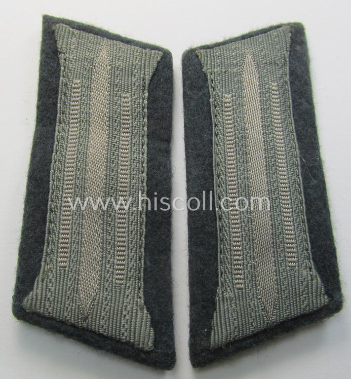 Superb - and matching! - pair of WH (Heeres) mid-war-period- and/or: 'standard-issue'-pattern WH (Heeres) collar-tabs (or: 'Einheitskragenspiegel') being of the 'generic-pattern' (that come pre-mounted onto a green-coloured, woolen-based background)