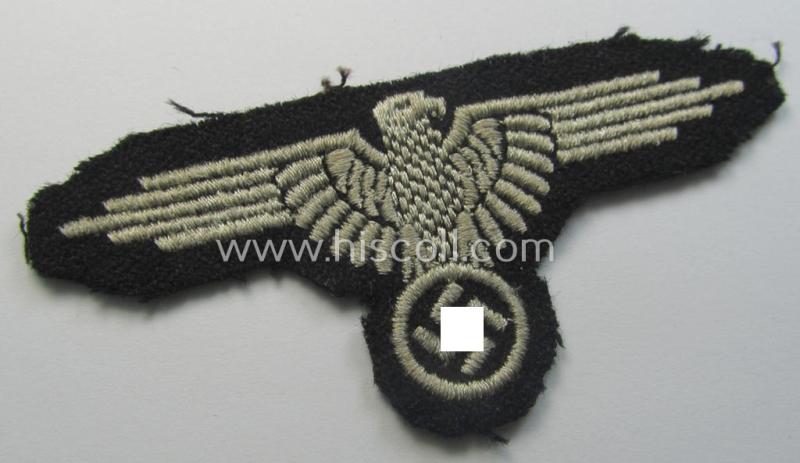 Attractive - and clearly worn! - example of a mid- (ie. later-war-) pattern, 'SS' (ie. 'Waffen-SS') so-called: 'RzM-style' enlisted-mens'-/ie. NCO-pattern arm-eagle as was intended for usage by the various Waffen-SS troops throughout the war