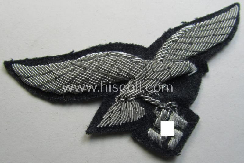 Interesting, 'Extra Qualität', WH (LW) officers'- (evt. NCO-) type, hand-embroidered breast-eagle (ie. 'Brustadler für Offiziere der LW') being a regular-pattern example that comes in a 'virtually mint', condition