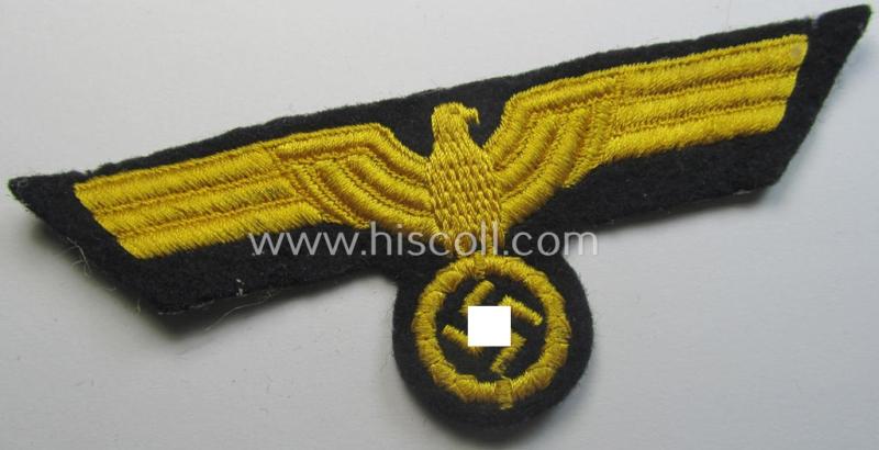 WH (Kriegsmarine) breast-eagle (ie. 'Brustadler für Mannschaften u. Uffz. der Kriegsmarine') being a 'standard-pattern'- and neatly machine-embroidered example that comes in a 'virtually mint- ie. unissued' condition