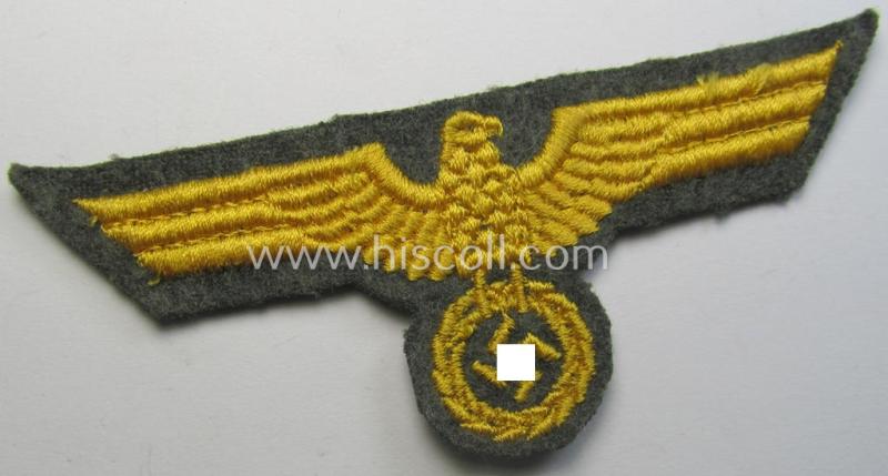 WH (Kriegsmarine o. Küsten-Art.) breast-eagle (ie. 'Brustadler für Mannschaften u. Uffz. der Kriegsmarine') being a 'standard-pattern'- and neatly machine-embroidered example that comes in a hardly used- ie. 'virtually mint', condition