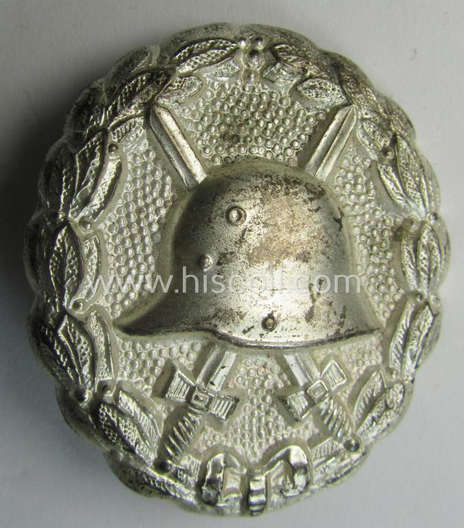 WWI-pattern, 'Buntmetall'-based, silver-class wound-badge (ie.: 'Verwundeten Abzeichen in Silber') being a detailed (and typical non-magnetic) example that comes in a clearly used- ie. most certainly worn, condition