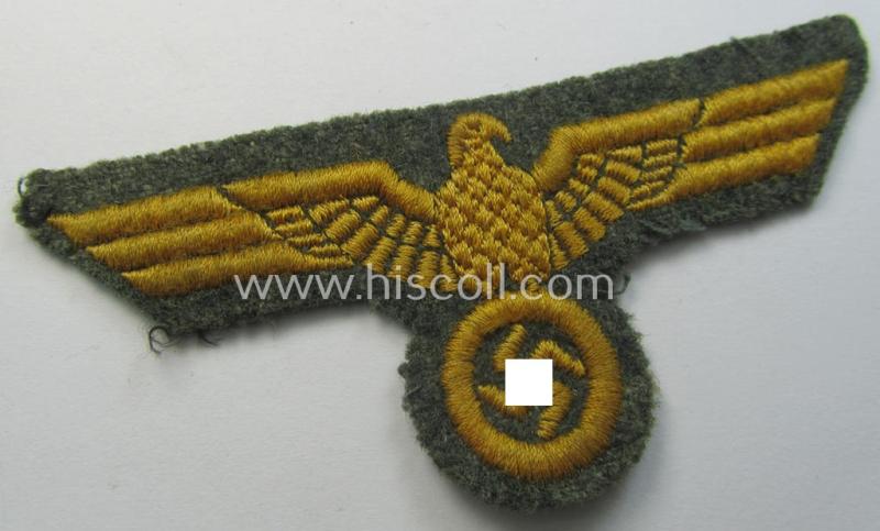 WH (Kriegsmarine o. Küsten-Art.) breast-eagle (ie. 'Brustadler für Mannschaften u. Uffz. der Kriegsmarine') being a 'standard-pattern'- and neatly machine-embroidered example that comes in a moderately used- ie. worn, condition