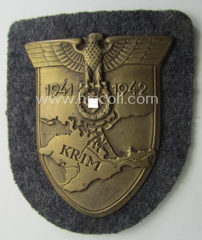 Superb - and simply never worn! - WH (Luftwaffe) 'Krim'-campaign-shield (as was produced by a by me unidentified maker) and that comes in a presumably issued- - albeit still 'virtually mint', condition