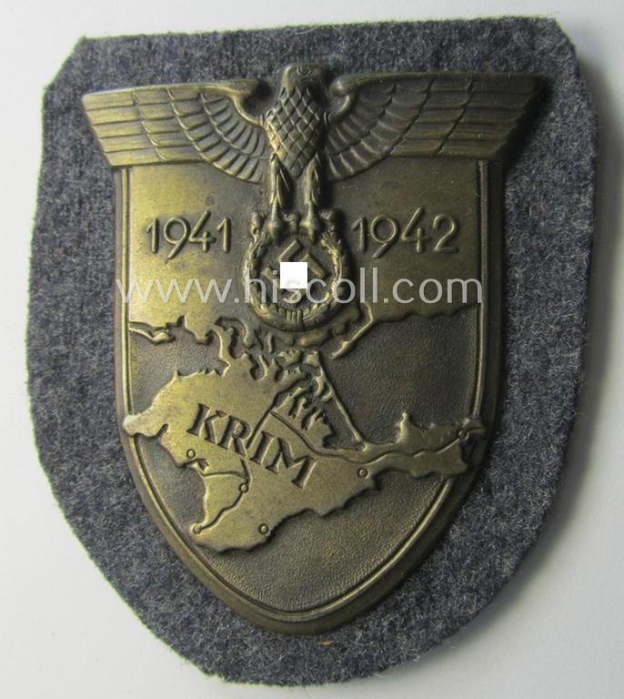 Superb - and simply never worn! - WH (Luftwaffe) 'Krim'-campaign-shield (as was produced by a by me unidentified maker) and that comes in a presumably issued- - albeit still 'virtually mint', condition