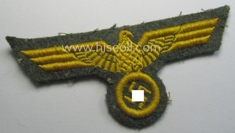 WH (Kriegsmarine o. Küsten-Art.) breast-eagle (ie. 'Brustadler für Mannschaften u. Uffz. der Kriegsmarine') being a 'standard-pattern'- and neatly machine-embroidered example that comes in a moderately used- ie. worn, condition