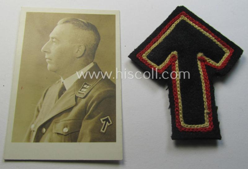 Superb - and exceedingly rarely found! - multi-coloured, N.S.D.A.P.-related arm-patch as was intended for - and truly worn by! - a particant within the: 'RFS' (or: 'Reichs-Führer-Schule') and that comes with an accompanying photo of the bearer