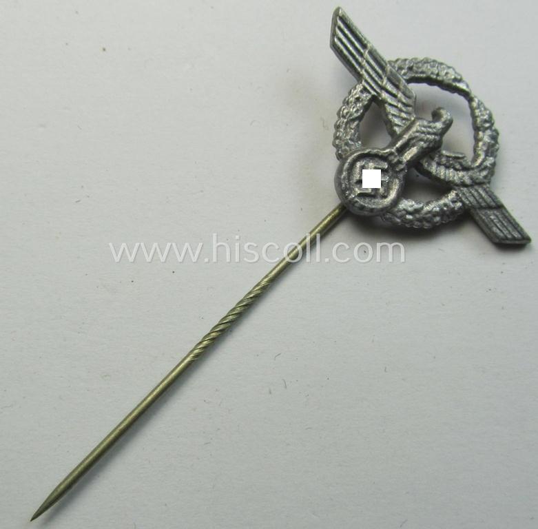 Attractive - and unusally found! - smaller- (ie. 3,5 cms.) wide-sized and 'Cupal'-based, 'Deutsche Polizei' (or: German police) lapel-pin sigifying membership witin the 'Deutsche Polizei' as was intended for usage on the civil-attire