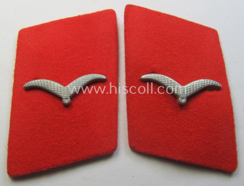 Superb - fully matching and 'virtually mint'! - pair of WH (Luftwaffe) bright-red-coloured, EM- (ie. NCO-) type collar-patches (ie. 'Kragenspiegel') as was intended for usage by a member within a: 'Flak-Artillerie'-regiment ie. unit