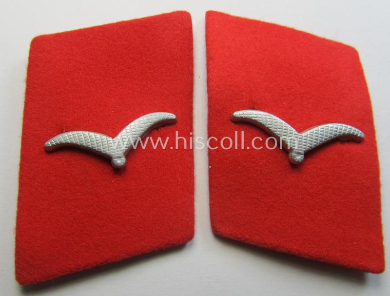 Superb - fully matching and 'virtually mint'! - pair of WH (Luftwaffe) bright-red-coloured, EM- (ie. NCO-) type collar-patches (ie. 'Kragenspiegel') as was intended for usage by a member within a: 'Flak-Artillerie'-regiment ie. unit