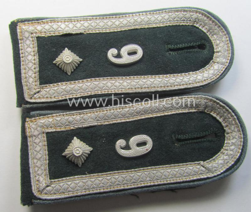 Superb - and fully matching! - pair of WH (Heeres) neatly 'cyphered', early-war-period- (ie. 'M36'- ie. 'M40'-pattern and/or rounded-styled) NCO-type shoulderstraps as was intended for a: 'Feldwebel des Nachschub Kraftfahr-Abts. 9'