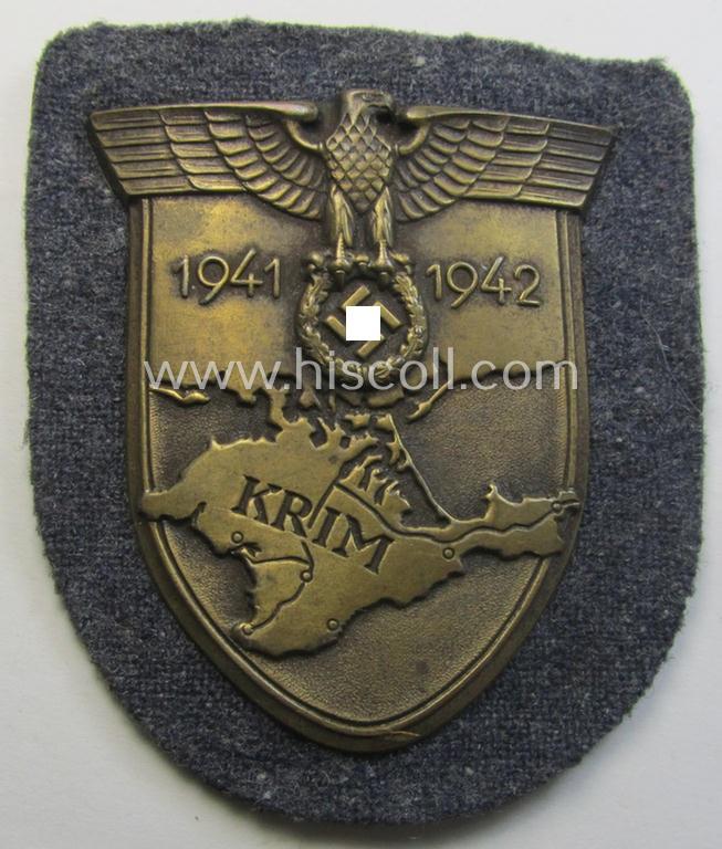 Superb - and simply never worn! - WH (Luftwaffe) 'Krim'-campaign-shield (as was produced by a by me unidentified maker) and that comes in a presumably issued- albeit still 'virtually mint', condition