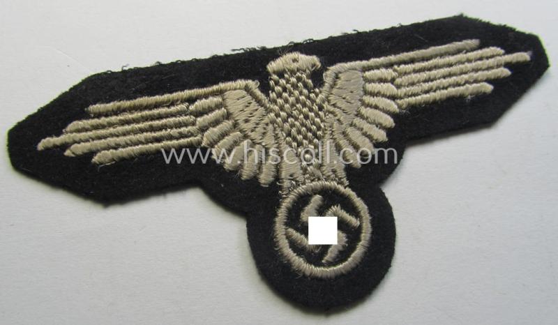 Superb example of a mid- (ie. later-war-) pattern, 'SS' (ie. 'Waffen-SS') so-called: 'RzM-style' enlisted-mens'-/ie. NCO-pattern arm-eagle as was intended for usage by the various Waffen-SS troops throughout the war