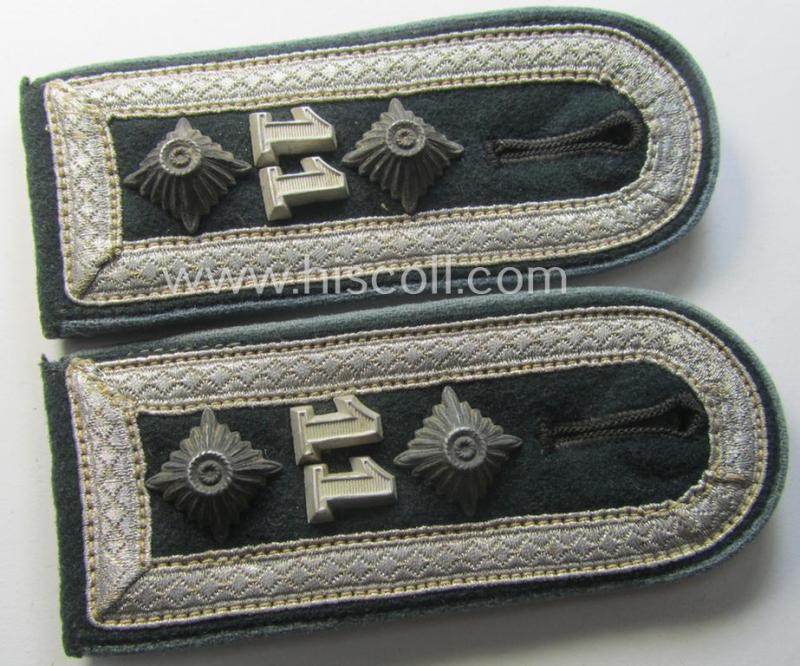 Superb - and fully matching! - pair of WH (Heeres) neatly 'cyphered', early-war-period- (ie. 'M36'- ie. 'M40'-pattern and/or rounded-styled) NCO-type shoulderstraps as was intended for an: 'Oberfeldwebel des Nachschub Kraftfahr-Abts. 11'