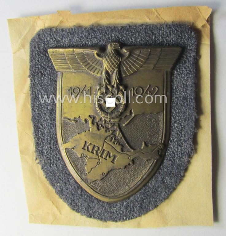 Superb - and simply never worn! - WH (Luftwaffe) 'Krim'-campaign-shield (as was produced by a by me unidentified maker) and that comes in a presumably issued- albeit still 'virtually mint', condition