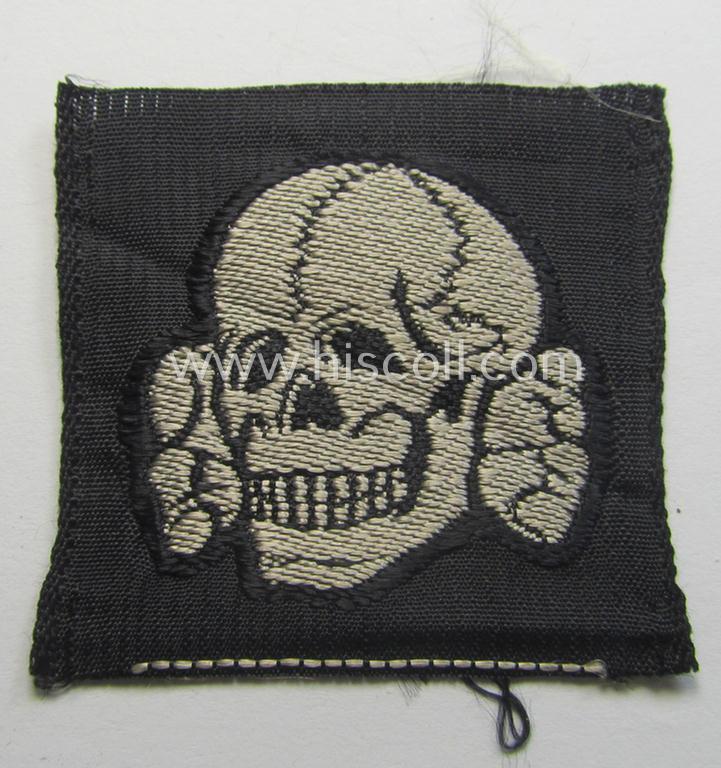 Superb - and nowadays truly rarely encountered! - Waffen-SS, 'BeVo'-woven-style skull (ie. 'Totenkopf für Schiffchen o. Einheitsfeldmütze') that comes in a truly 'virtually mint- ie. unissued', condition