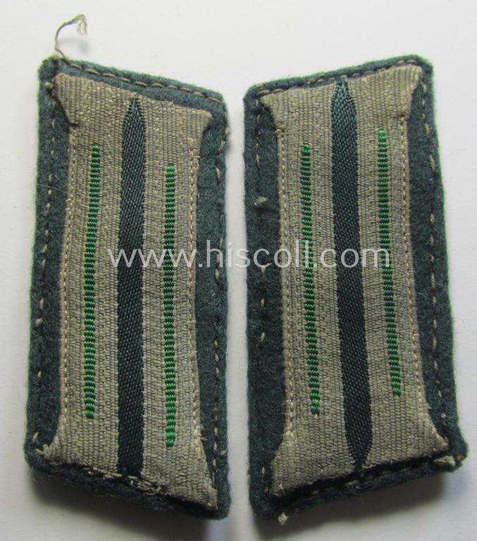 Superb - fully matching! - pair of pre-war-period WH (Heeres) 'M36' (ie. 'M40'-) type collar-patches (ie. 'Einheitskragenspiegel') as piped in the green-coloured branchcolour as intended for usage by a: 'Soldat der Jäger- o. Gebirgsjäger-Truppen'