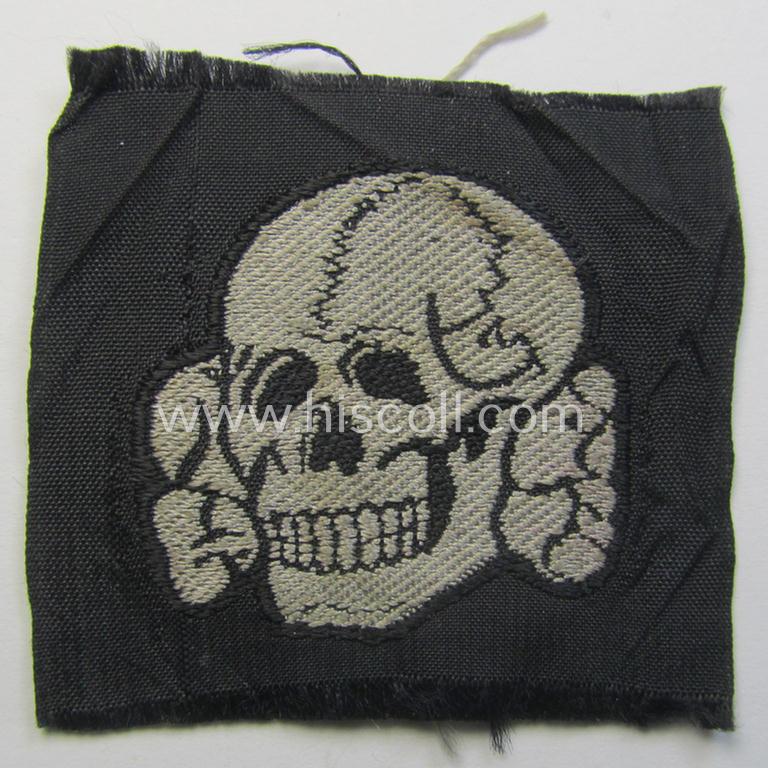 Superb - and nowadays truly rarely encountered! - Waffen-SS, 'BeVo'-woven-style skull (ie. 'Totenkopf für Schiffchen o. Einheitsfeldmütze') that comes in a truly 'virtually mint- ie. unissued', condition