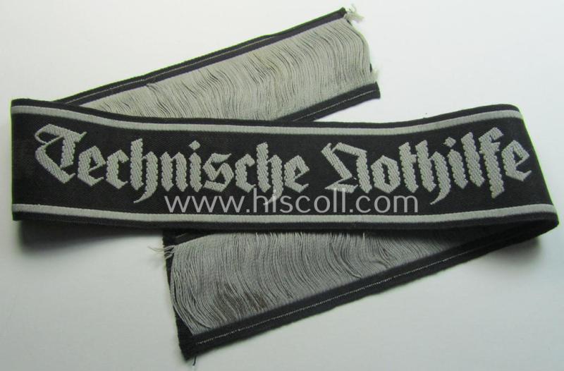 Attractive - and actually scarcely encountered! - example of a TeNo-cuff-title (ie. 'Ärmelstreifen') entitled: 'Technische Nothilfe' (= 'TeNo'), being an example as was woven in the neat 'BeVo'-weave pattern