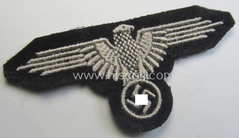 Superb example of a mid- (ie. later-war-) pattern, 'SS' (ie. 'Waffen-SS') so-called: 'RzM-style' enlisted-mens'-/ie. NCO-pattern arm-eagle as was intended for usage by the various Waffen-SS troops throughout the war