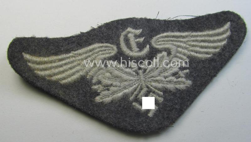 Machine-embroidered, WH (Luftwaffe) trade- ie. special-career-patch as was specifically intended for: 'E-Messleute' and that comes in a possibly issued- albeit 'virtually mint' and/or never tunic-attached, condition