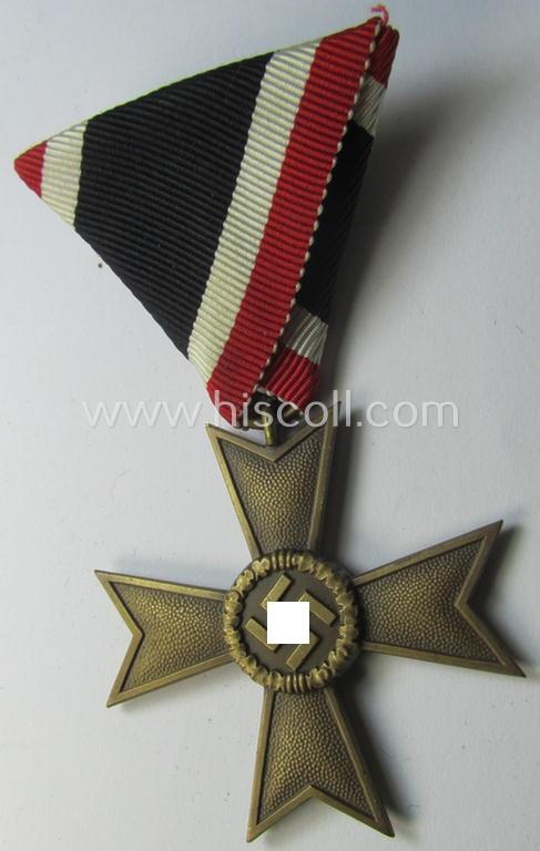 Medal-set: 'KvK II. Klasse ohne Schwertern' being a (typical) non-maker-marked- (and 'Buntmetall'-based) specimen that came mounted onto its (scarcely seen!) bright-red-coloured- and/or Austrian-styled ribbon (ie. 'Bandabschnitt')