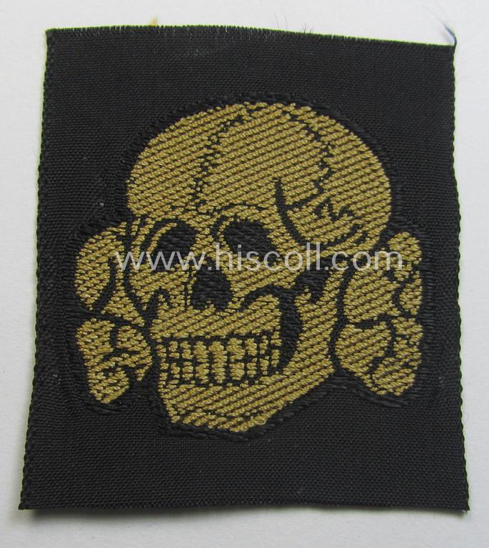 Attractive - and 'virtually mint- ie. unissued'! - example of a Waffen-SS cap-skull (being of the larger-sized model as was executed in neat 'BeVo'-weave pattern and being of the 'tropical'-version- ie. being a golden-yellow-coloured example)