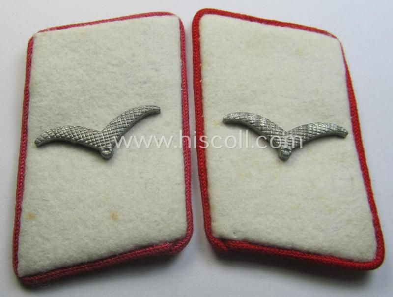 Attractive - fully matching and issued- but never worn! - pair of WH (Luftwaffe) bright-red-piped, EM- (ie. NCO-) type collar-patches (ie. 'Kragenspiegel') as was intended for usage by a member within one of the units of the: 'Hermann Göring-Division'