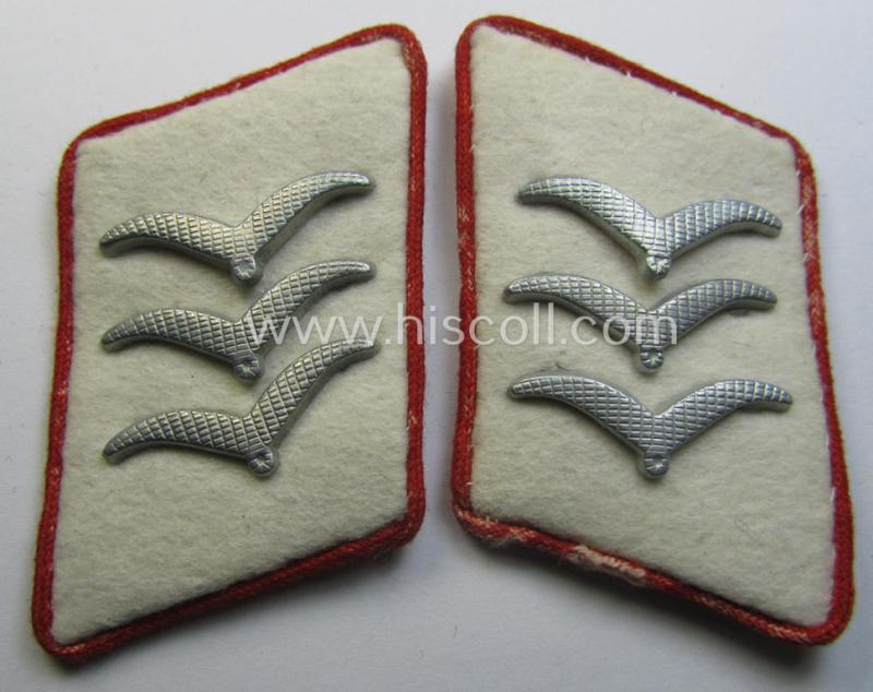 Attractive - fully matching and just minimally worn! - pair of WH (Luftwaffe) bright-red-piped, EM- (ie. NCO-) type collar-patches (ie. 'Kragenspiegel') as was intended for usage by a member within one of the units of the: 'Hermann Göring-Division'