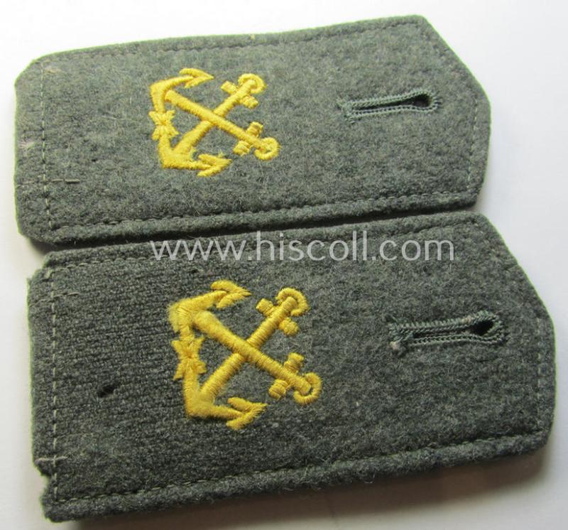 Attractive - and fully matching! - pair of neatly  'cyphered'- (and I deem early- ie. mid-war-period) WH (Kriegsmarine) enlisted-mens'-type shoulderstraps as was intended for usage by a: 'Soldat eines Küsten-Artillerie-Abteilungs'