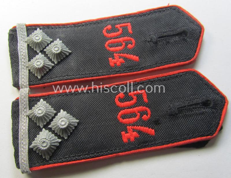 Superb - fully matching albeit clearly used! - bright-red-piped, so-called: 'Allgemeine-HJ' shoulderstrap-pair for a: 'HJ-Obergefolgschatsführer' who was attached to the (Austrian-based): 'Bann 564' (Bann 564 = 'Bann Villach')
