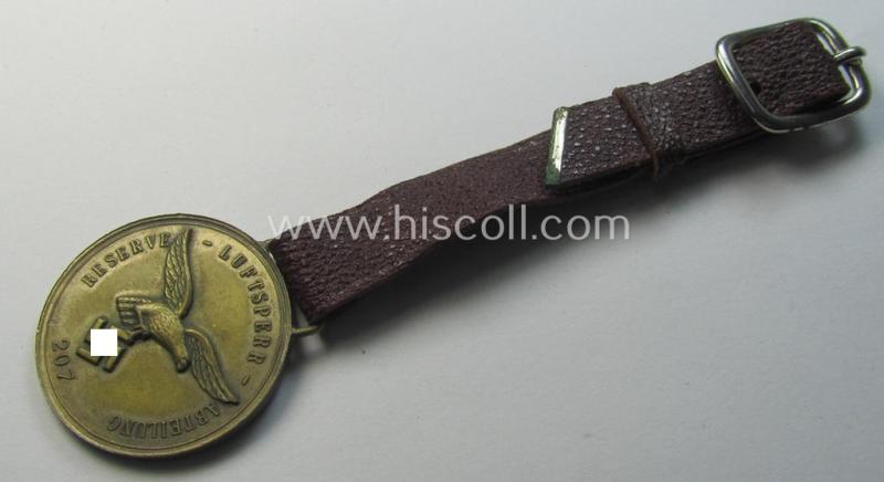 Attractive - and truly very unusual! - copper-bronze-toned- (I deem zinc- ie. 'Feinzink'-based) 'Luftwaffe'-related item: a semi-official, commemorative-medal (ie. talisman or 'Url') entitled: 'Reserve-Luftsperr-Abteilung 207'