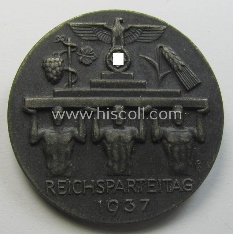 N.S.D.A.P.-related 'tinnie' (ie. 'Tagungs- o. Veranstaltungsabzeichen'): 'Reichsparteitag 1937'