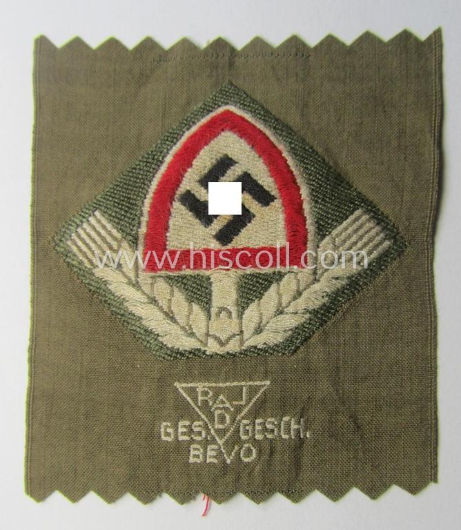 'BeVo'-woven: RAD (ie. 'Reichsarbeitsdienst') EM- (ie. NCO-) type cap-badge ('Mützenabz. für Schiffchen')