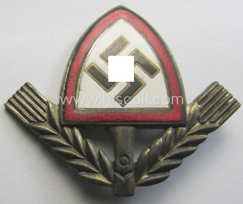 Luxuriously-styled, officers'-pattern RAD (ie. 'Reichsarbeitsdienst') cap-badge being a maker- (ie. 'AS'-) marked example