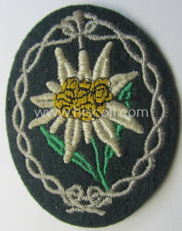 WH (Heeres) EM- (ie. NCO-) type, so-called: 'Edelweiss'-armpatch being a machine-embroidered example