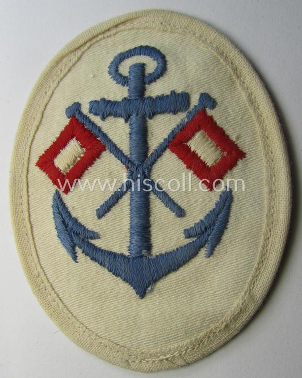 WH (Kriegsmarine) machine-embroidered: career- ie. specialist-armbadge (ie. 'Tätigkeits-Abzeichen'): 'Sonderausbildung für Signalmaat'