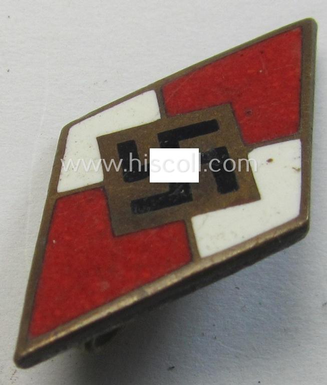 HJ (ie. 'Hitlerjugend') enamelled 'Fahrtenmesser'-pin (ie.: 'Raute'): 'RzM - M1/109'