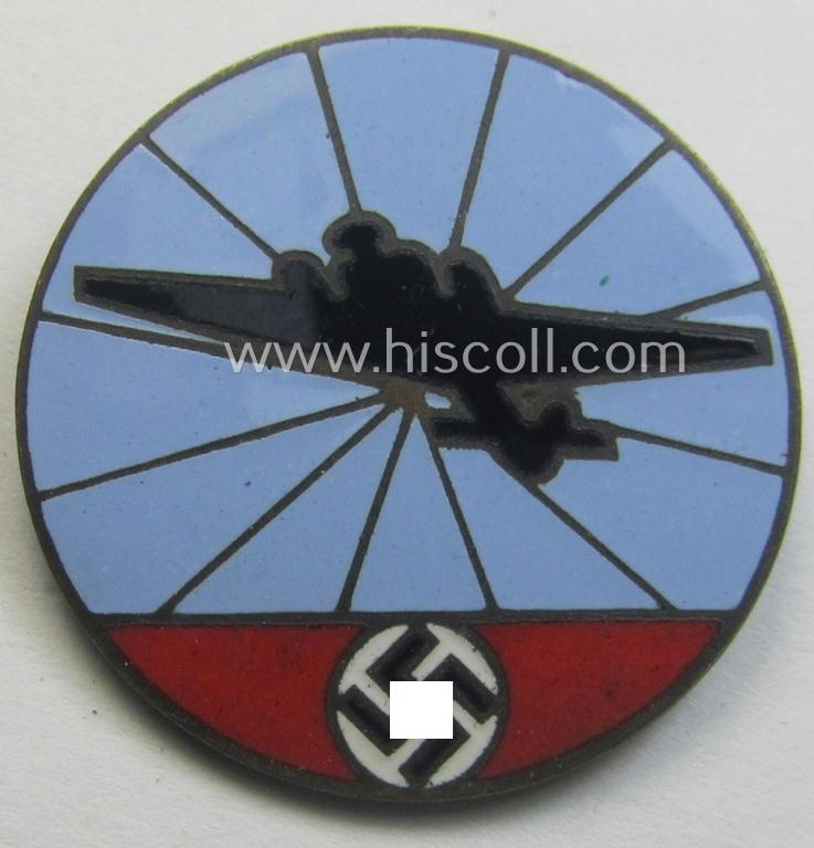 'Reichsluftschützbund (RLB)'-related lapel-pin as was intended to signify: 'Flugmeldedienst' that shows a clearly engraved bearers'- (ie. serial-) number that reads: '102468'