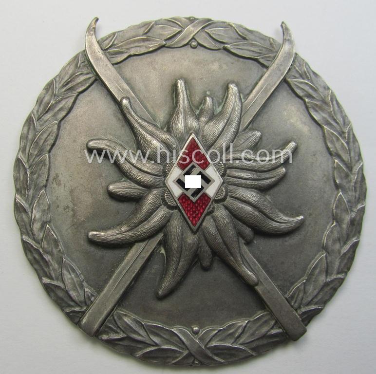 'HJ'- ('Hitlerjugend'-) related commemorative-plaque (ie. 'Erinnerungs- o. nichttragbare Plakette') entitled: 'H.J. Mannschaftswettkämpfe im Skilauf - Winter 1933/34 - Gebiet 19 Hochland - Sieger'