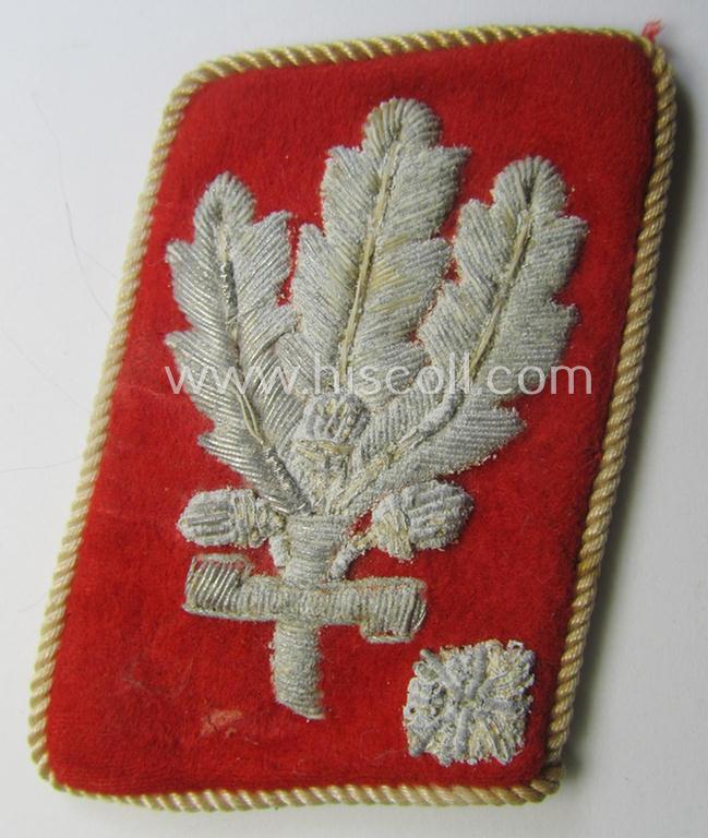 Single, hand-embroidered, SA- (ie. 'Sturmabteilungen'-) collar-patch (ie. 'Kragenspiegel für Generale') being a piece as was intended for usage by an: 'SA-Gruppenführer'