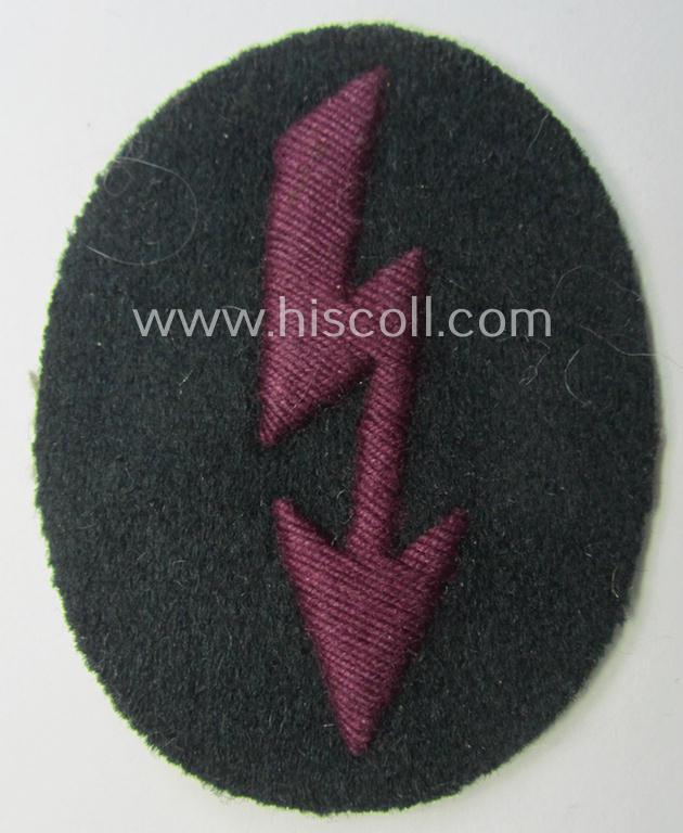 WH (Heeres) trade- and/or special-career-insignia (ie. hand-embroidered 'signal-blitz') as was specifically intended for a soldier within the: '(Nebel)Werfer-Truppen'