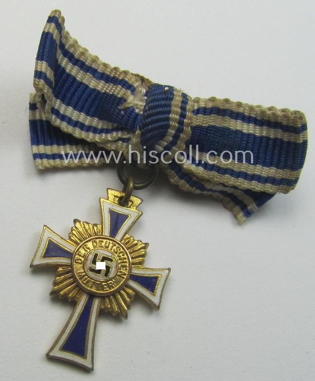 Miniature of an: 'Ehrenkreuz der deutschen Mutter - erste Stufe' (or: golden-class mothers'-cross) being a maker- (ie. 'L/57'-) marked example